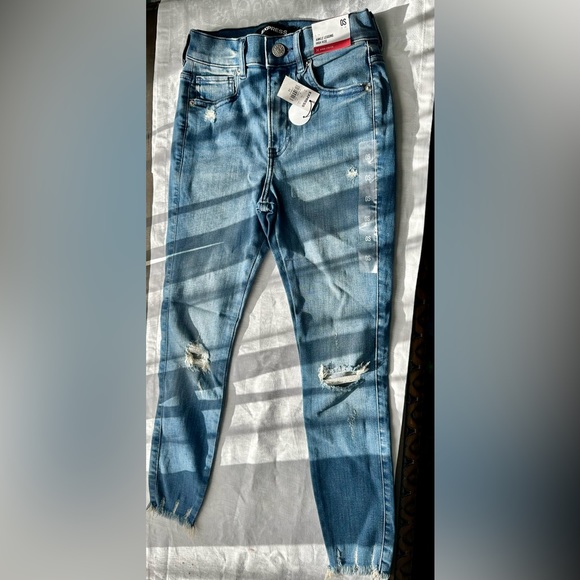 NWT Express high rise ankle distressed denim legging 0S 0 Short - Picture 3 of 6